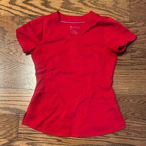 Healing Hands Women's Red Scrub Top